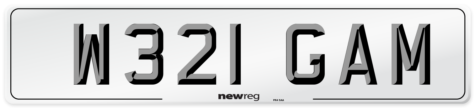W321 GAM Number Plate from New Reg